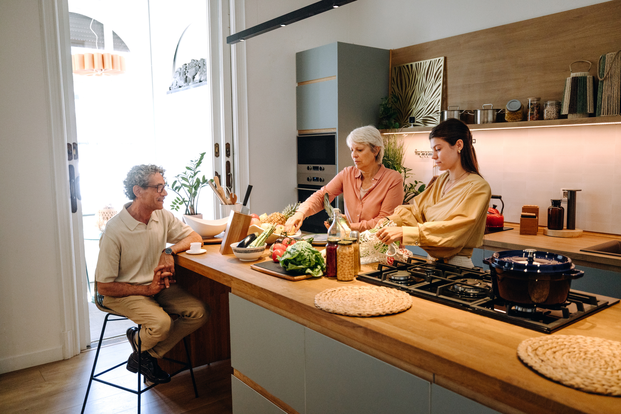 Family cooking together in the kitchen